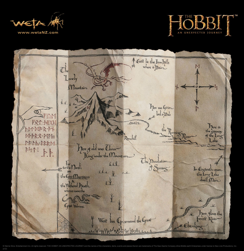 Illustration for article titled Gorgeous prop replica maps of Middle Earth take us through Peter Jackson's Hobbit